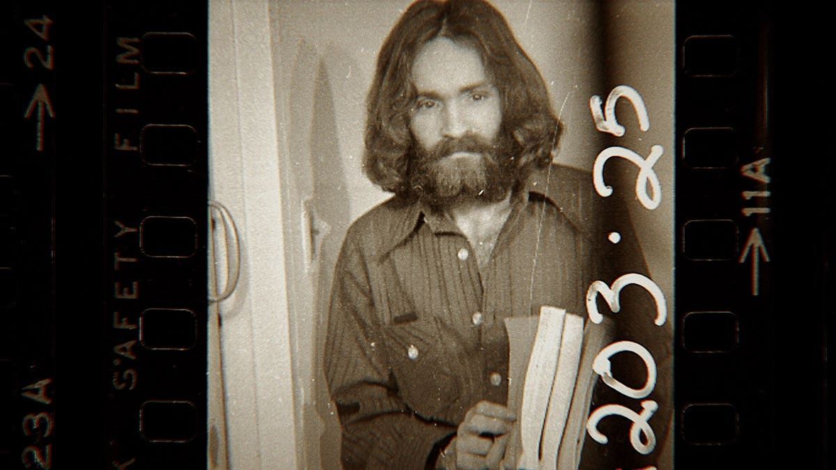 Charles Manson in a still from Conversations with a Killer: The Charles Manson Tapes.