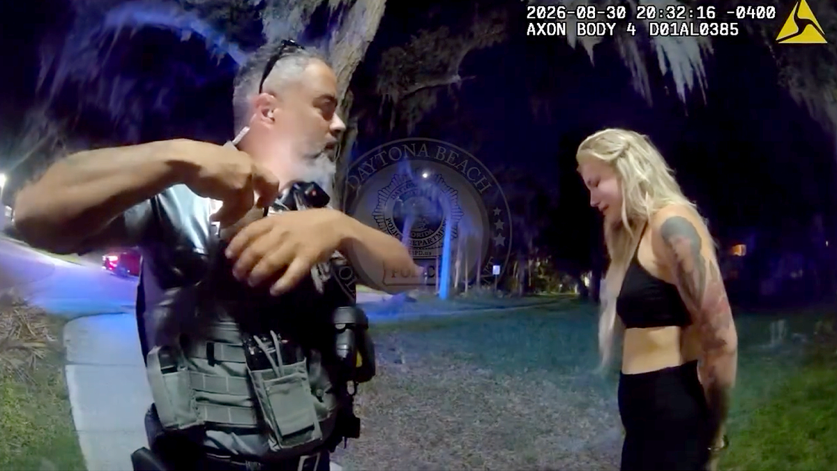 Daytona Beach police officer detains Elizabeth Boucher during an alleged DUI investigation