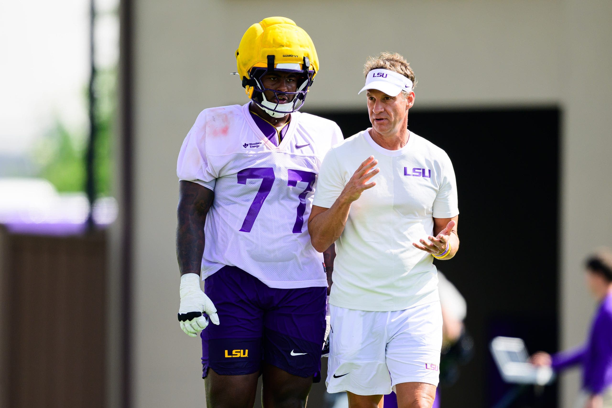 Lane Kiffin and LSU are set to welcome 44 incoming transfers this season, including former five-star and Colorado standout Jordan Seaton. (Photo by Gus Stark/LSU/University Images via Getty Images)