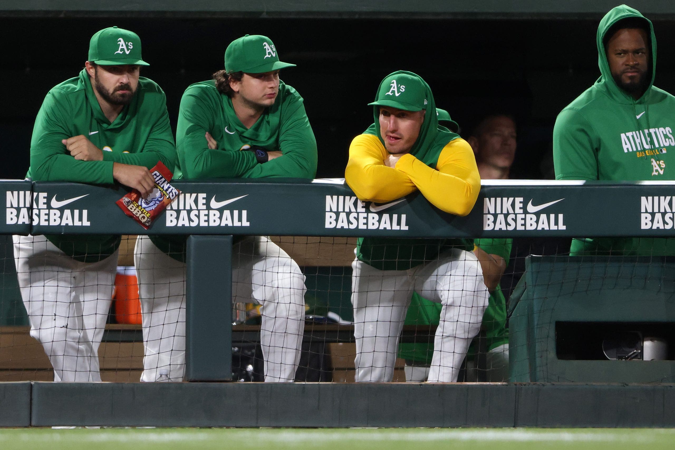 Three of the four players in this image had season-ending injuries that helped to doom the A's; Luis Severino was above-average, though. (Photo by Scott Marshall/Getty Images)