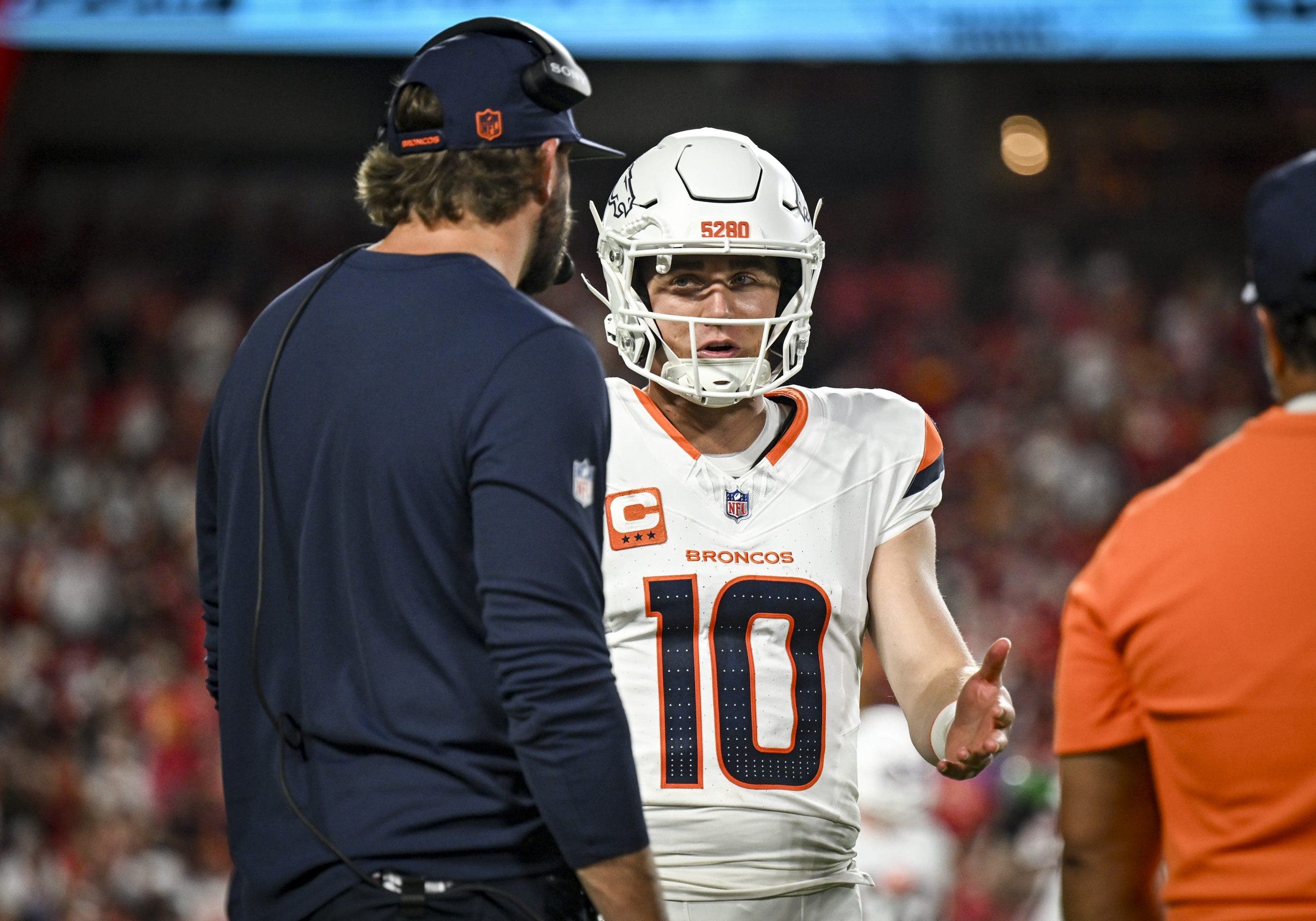 Bo Nix and the Broncos' offense could not solve the Chiefs' new-look defense. (Photo by Aaron Ontiveroz/The Denver Post)