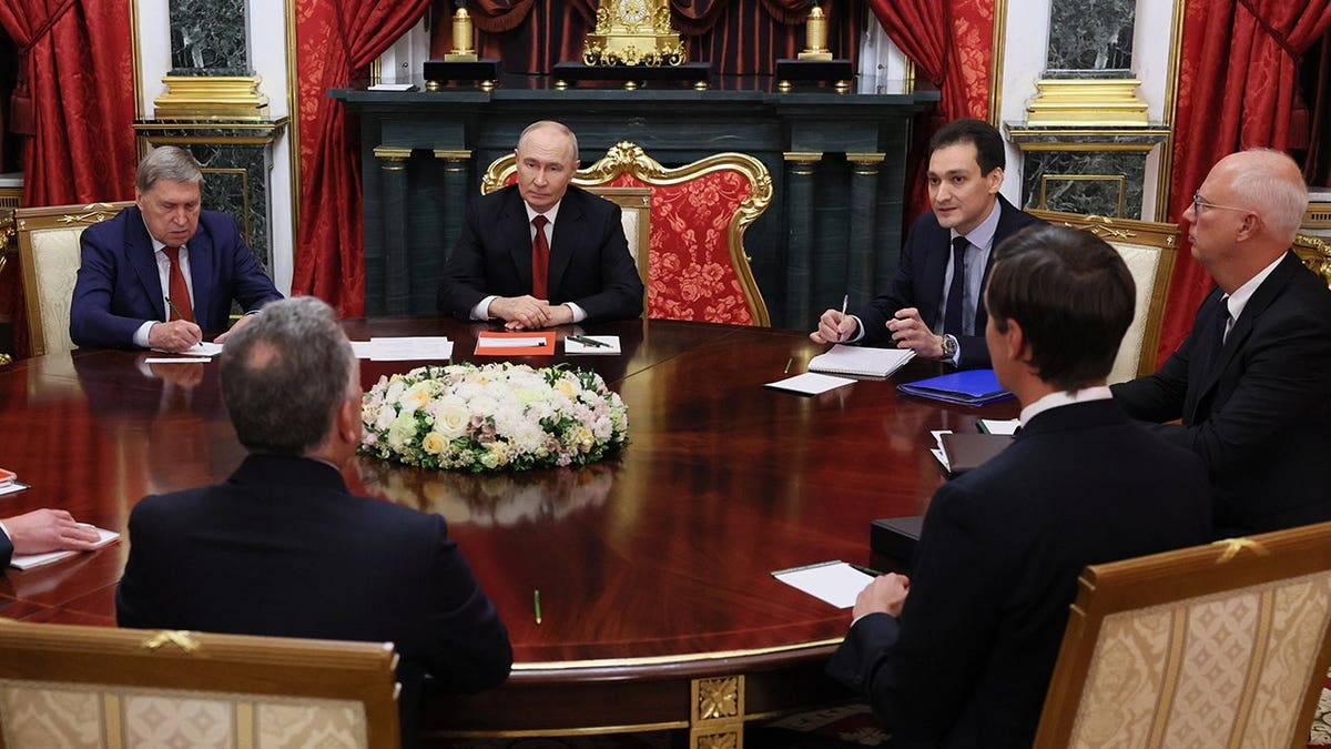 Vladimir Putin meets with Steve Witkoff and Jared Kushner at the Kremlin in Moscow.