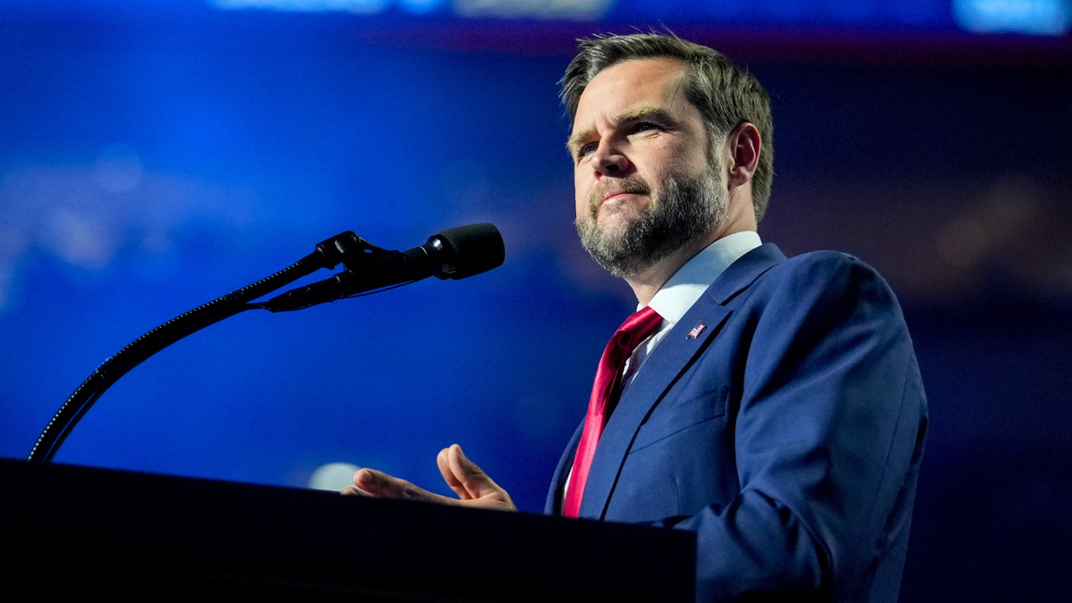 Vice President JD Vance speaks during the second day of the Republican Midterm Convention at the American Airlines Center.