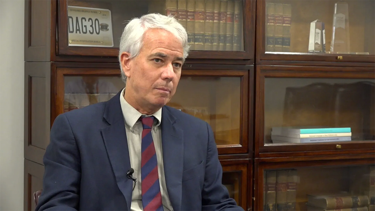 Shelby County District Attorney Steve Mulroy sits for a recorded discussion
