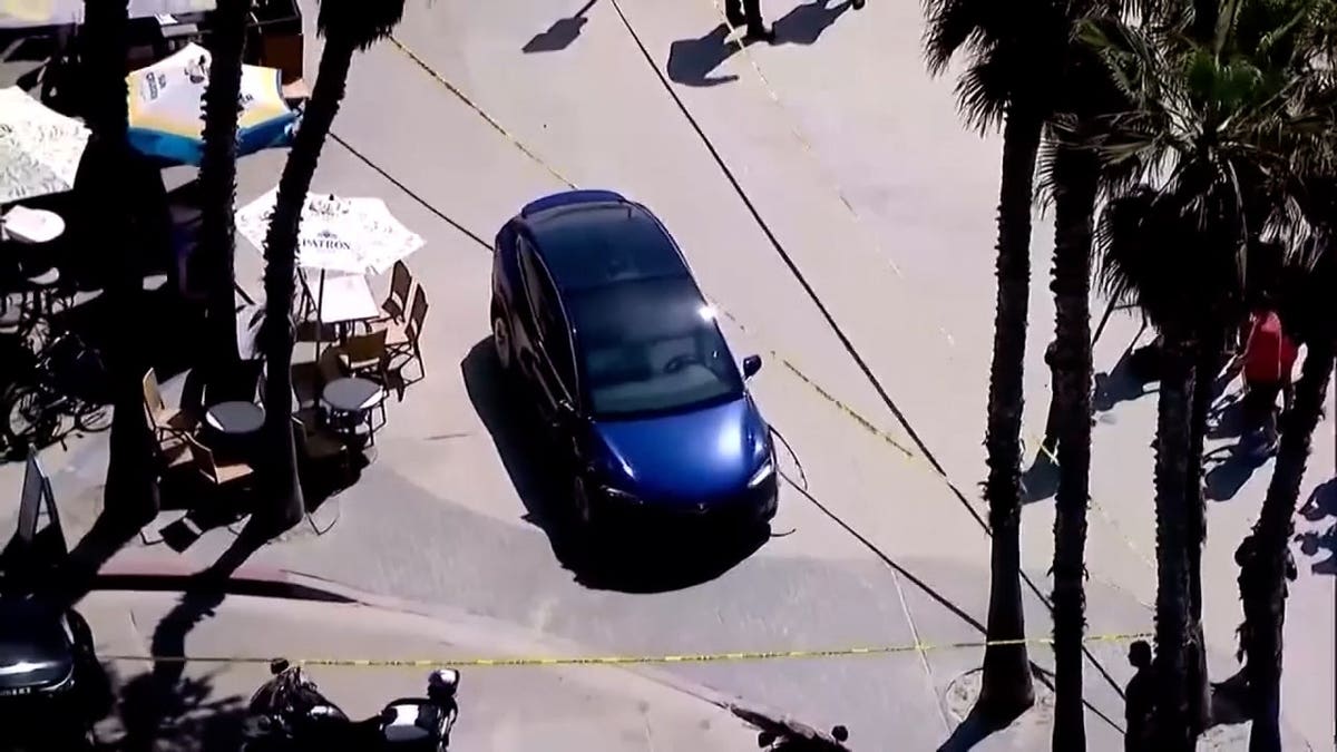 The Tesla Juan Antonio Gonzaba allegedly stole and drove through a pedestrian boardwalk in San Diego