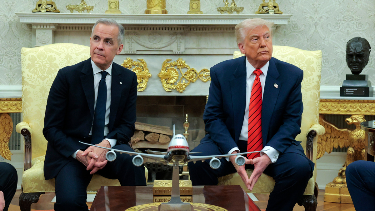 President Donald Trump meets with Canadian Prime Minister Mark Carney in the Oval Office.