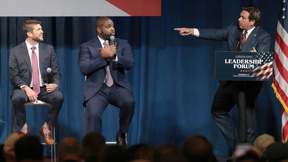 Florida Attorney General James Uthmeier, U.S. Rep. Byron Donalds, and Florida Gov. Ron DeSantis