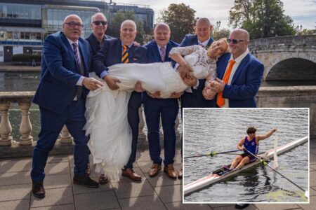 Quick-thinking rowers save day after bride’s veil blows into river: ‘We just found it hilarious’